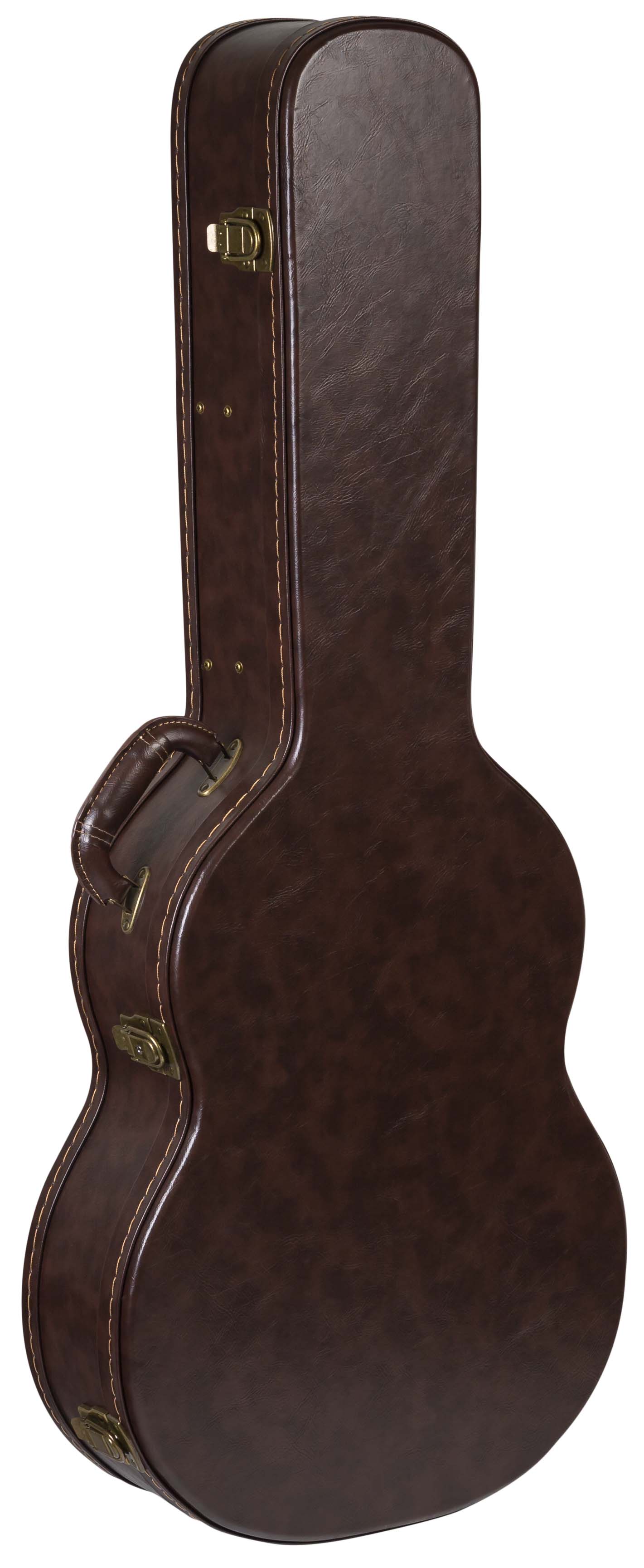 PROEL CWCCGX - Custodia sagomata vintage in legno per chitarra classica, con rivestimento esterno in similpelle di colore marrone ed interno in morbido velluto color vinaccia.
